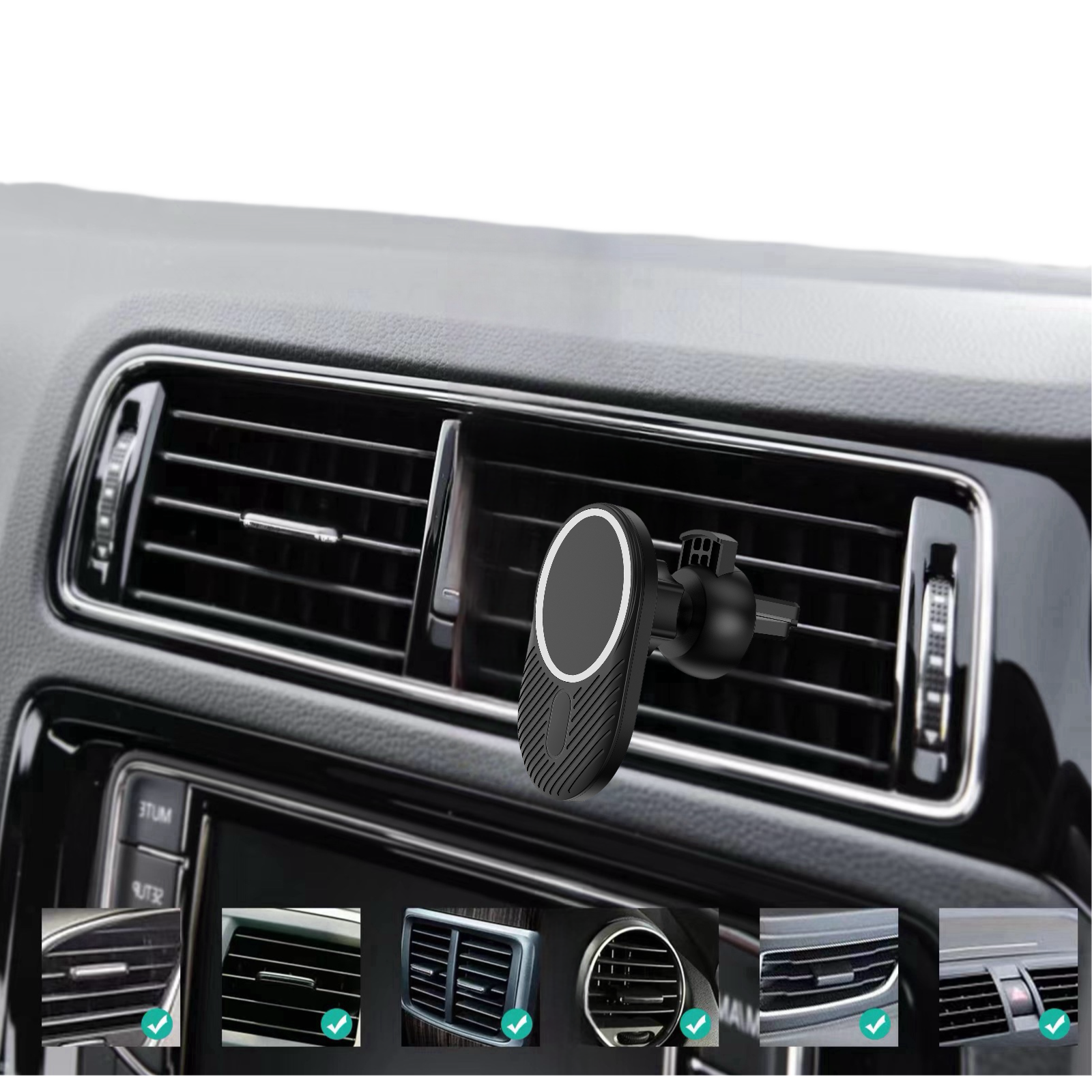 15w Magnetic Car Wireless Charger Mount Strong Magnet Fast Charging Car Phone Holder Magnetic Wireless Car Charger