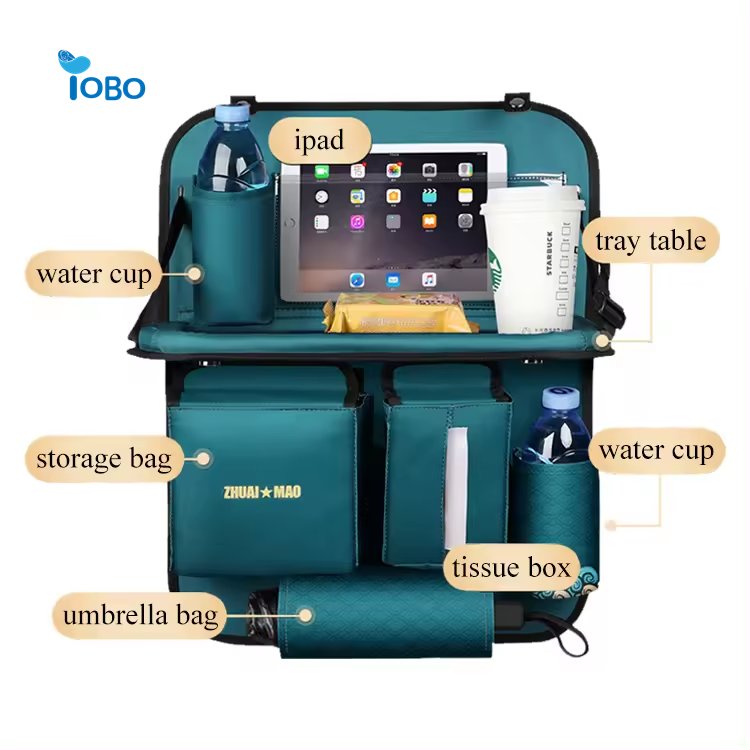 Support Oxford customization car organizer storage bag Pocket Holder car back seat organizer bag with tray