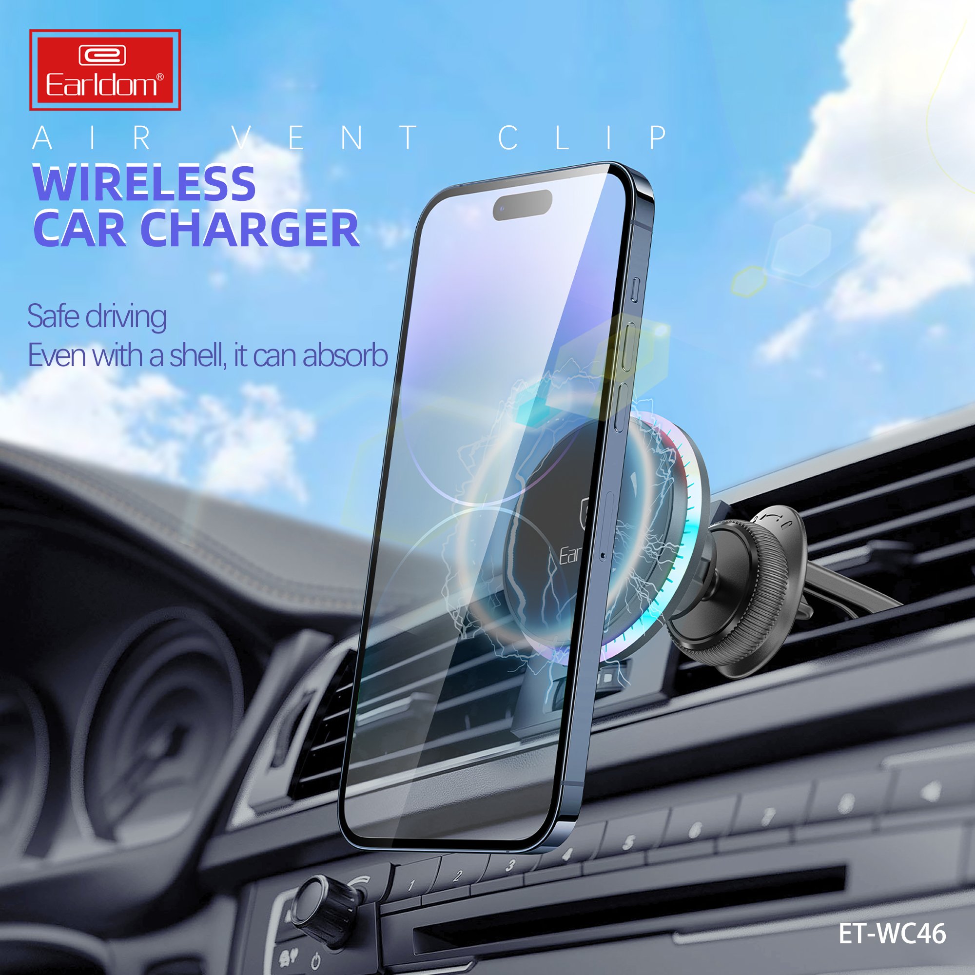 Earldom Wireless Charging Car Charger Phone Holder AIR VENT holder with Super strong magnetic attraction for iphones 15 pro max