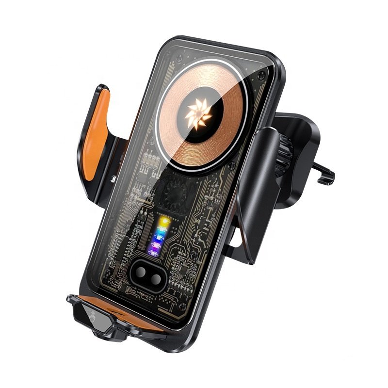 New car air outlet bracket mobile phone car holder 66W transparent wireless super fast charger navigation anti shake bracket