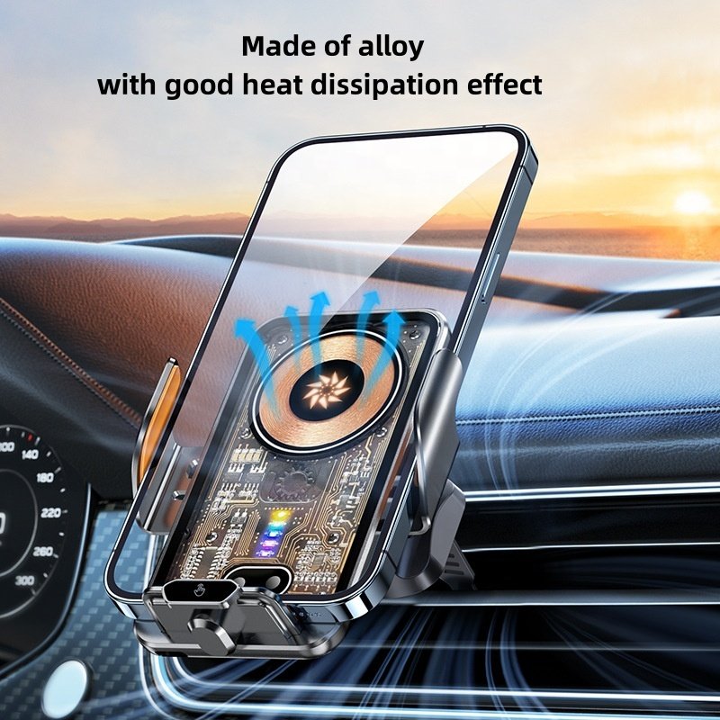 New car air outlet bracket mobile phone car holder 66W transparent wireless super fast charger navigation anti shake bracket