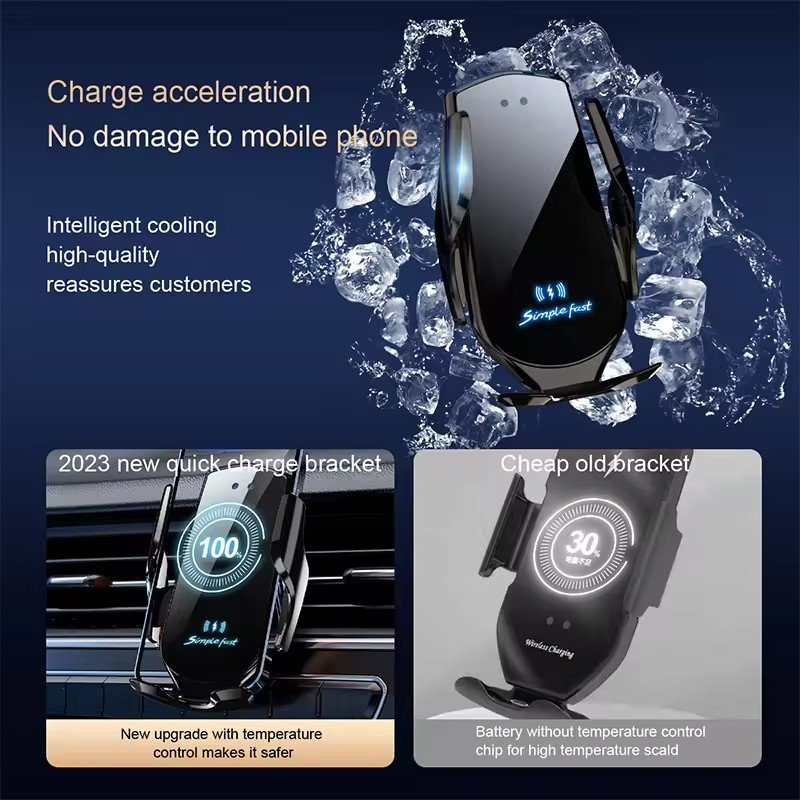 N528 Car Charger Mount 15w Smart Sensor Auto Wireless Clamp Car Phone Charger Holder