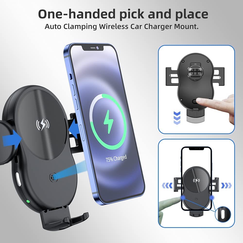 Wireless Car Charger Phone Holder Fast Charging Car Automatic Sensor Wireless Phone Charger for Iphones and Android