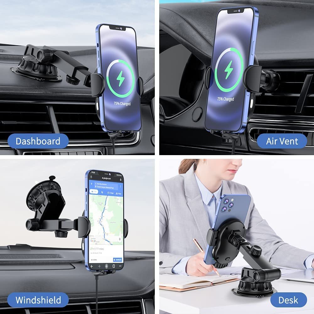 Wireless Car Charger Phone Holder Fast Charging Car Automatic Sensor Wireless Phone Charger for Iphones and Android