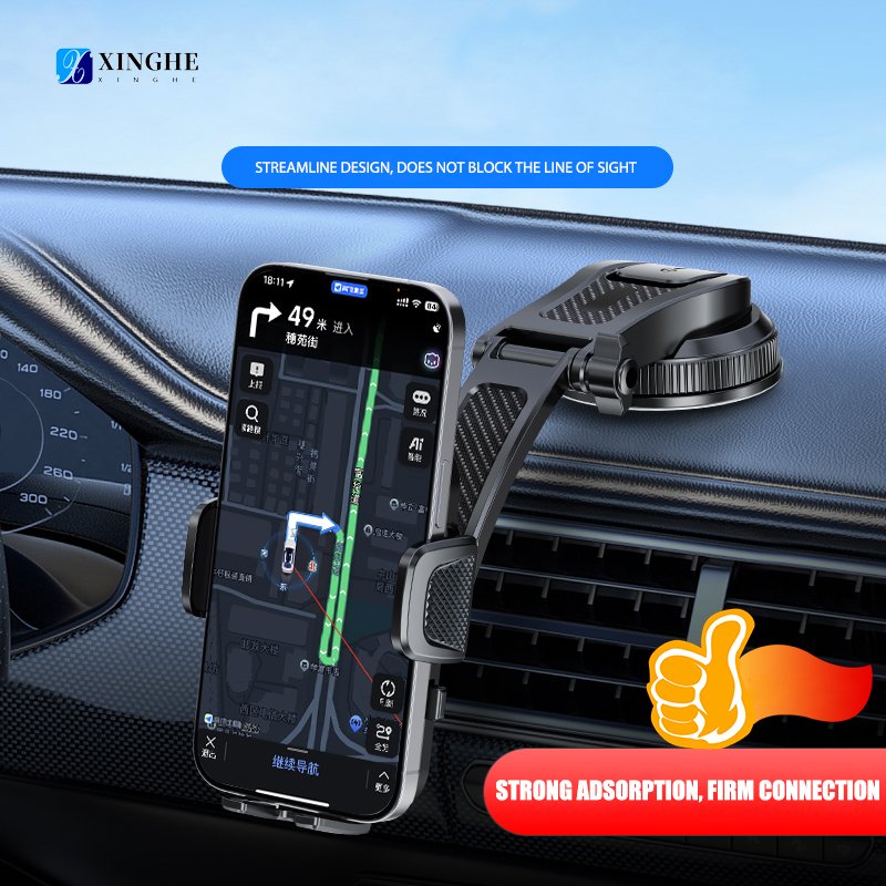Suction Cup Air Outlet Dashboard Mounted Rotatable Retractable Car Phone Holder