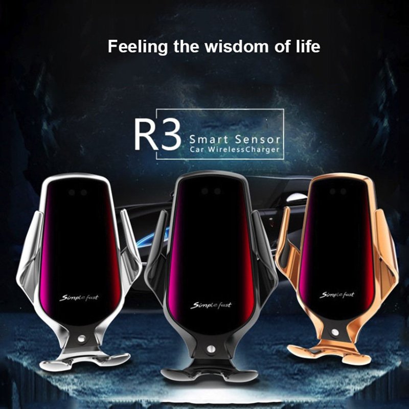 LVSHUO Smart Sensor Car Wireless Charger Infrared Auto-sens Air Vent Mount Smart Automatic Clamping Fast Wireless Car Charger
