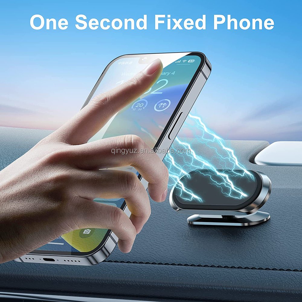Practical Strong Zinc Alloy Metal Phone Holder Magnetic Double Damping Adjustable Folding Dashboard Mobile Car Phone Holder