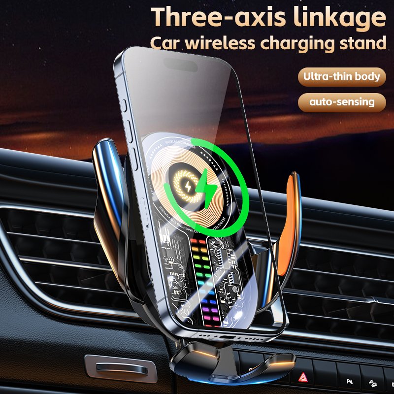 Magnetic Charging Mobile Phone Car Holder 15w Wireless Car Charger Mount can be automatically transferred according to the sound