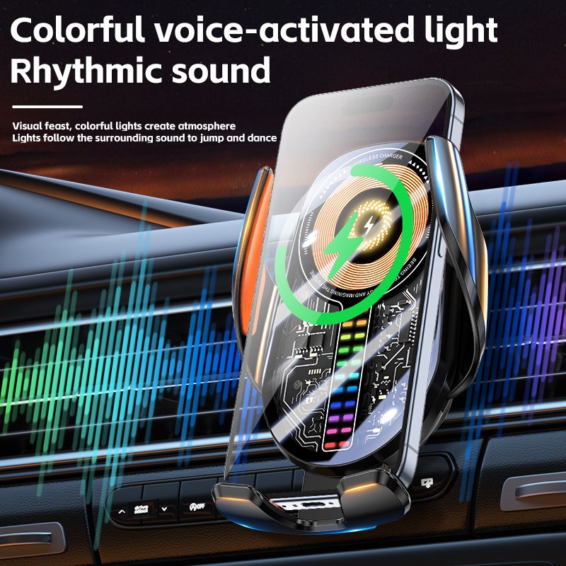 Magnetic Charging Mobile Phone Car Holder 15w Wireless Car Charger Mount can be automatically transferred according to the sound