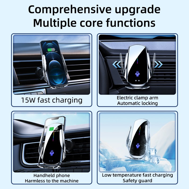 New Car Holder 15w Wireless Charging Car Phone Holder Auto Sensor Car Phone Mount