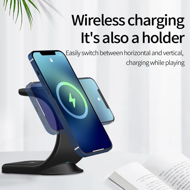 New Design 15W fast charger 3 in 1 wireless charger magnetic wireless,car phone holder wireless charger for multiple devices