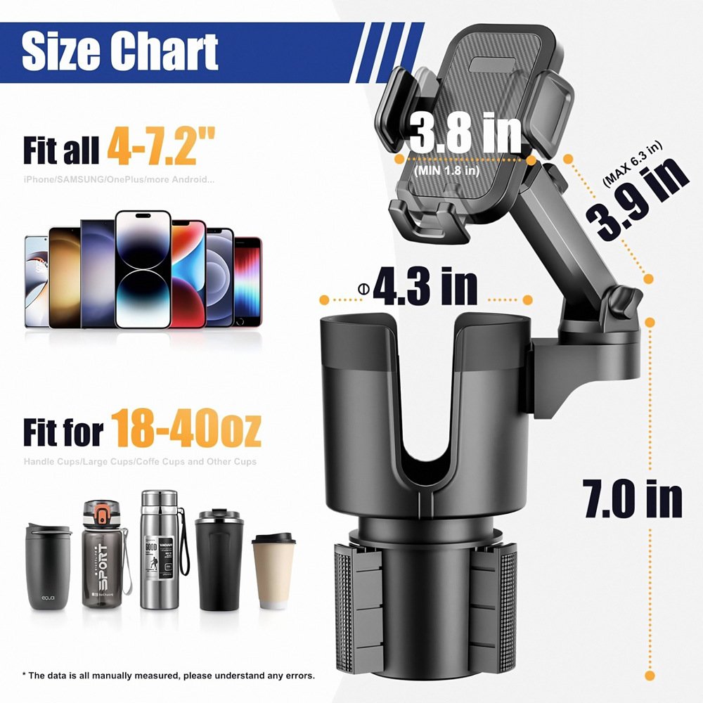 Cross border new car cup holder expander 2-in-1 large cup body, car mounted water cup position, mobile navigation fixed bracket