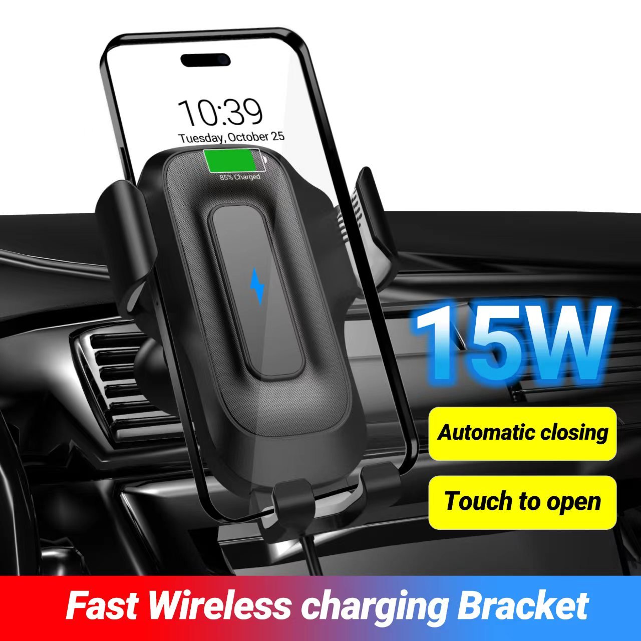 Factory Custom Logo Box iDock Portable Adjustable Smart Car Wireless Charging Holder for Mobile Phone