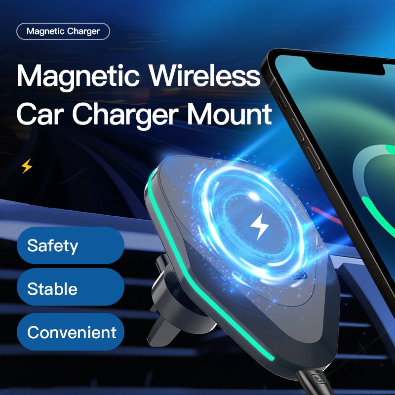 Vehicle Mounted Magnetic Car Holder Mobile Phone Charger Car Wireless Chargers 15W Air Vent Car Charger