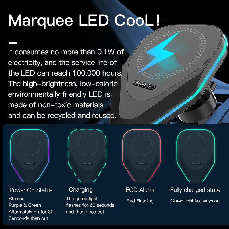 Vehicle Mounted Magnetic Car Holder Mobile Phone Charger Car Wireless Chargers 15W Air Vent Car Charger