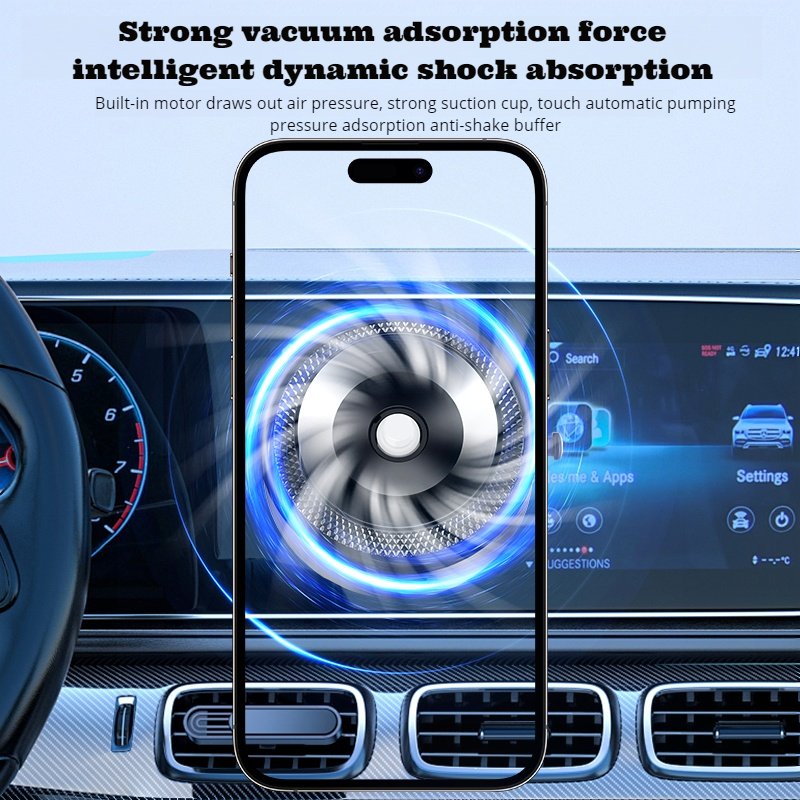 Multi Functional Vacuum Suction Cup Phone Holder With 15W Wireless Charging Car Phone Holder