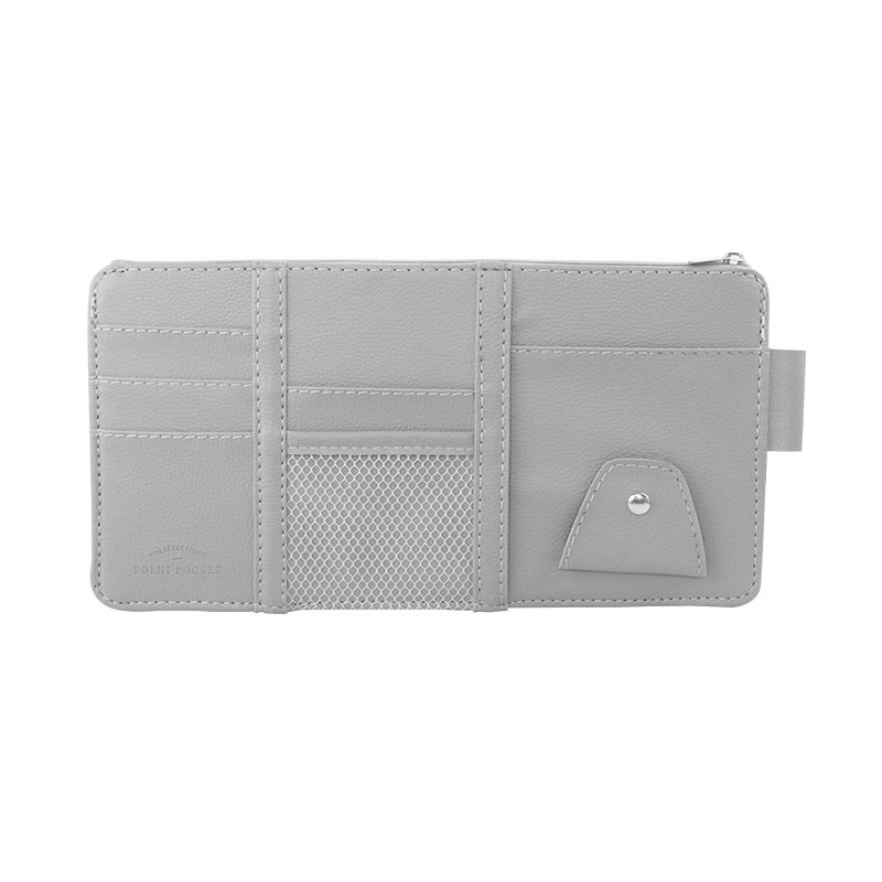 Hot Sale Multi Pockets Car Sun Visor Organizer Pu Leather Car Visor Hanging Pocket Pouch Glasses Clip Card Paper Pen Holder