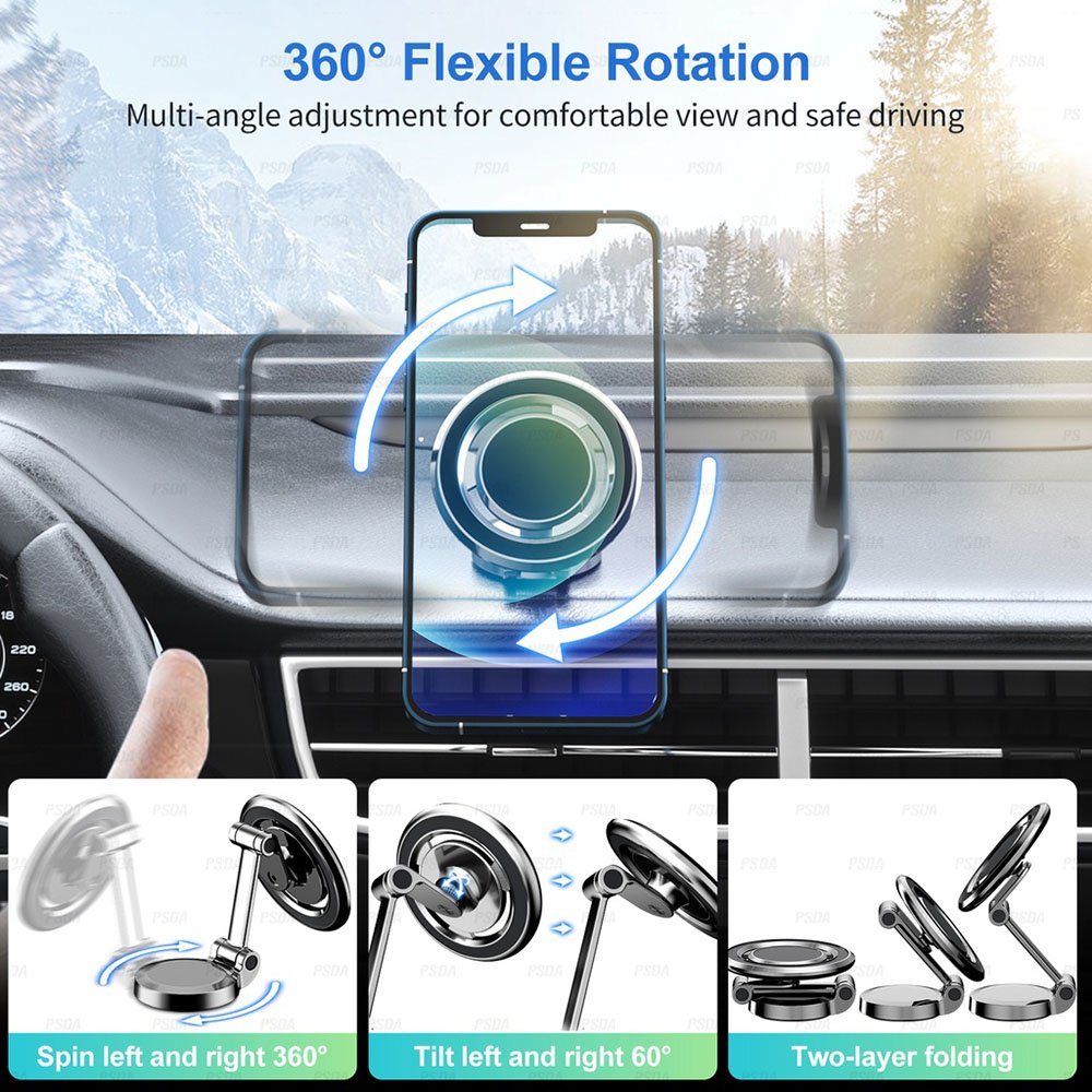 OEM LOGO Magnetic Phone Holder Folding 360 Rotation Car Strong Magnets Car Mount Hands Phone Holders Car Dash Fits iPhone 15