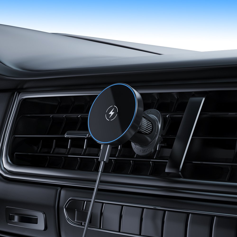 Upgraded Overcharge Protection Portable Magnetic Car Phone Holder 15W Wireless Charger on Car Air Vent Outlet For iPhone 16
