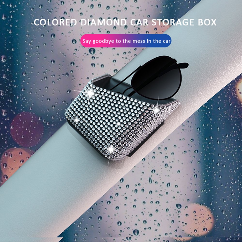 Glitter Garbage Can Universal Trash Bin Dustbin Organizer Container Multipurpose Bling Car sunglass card Holder Mini Storage box