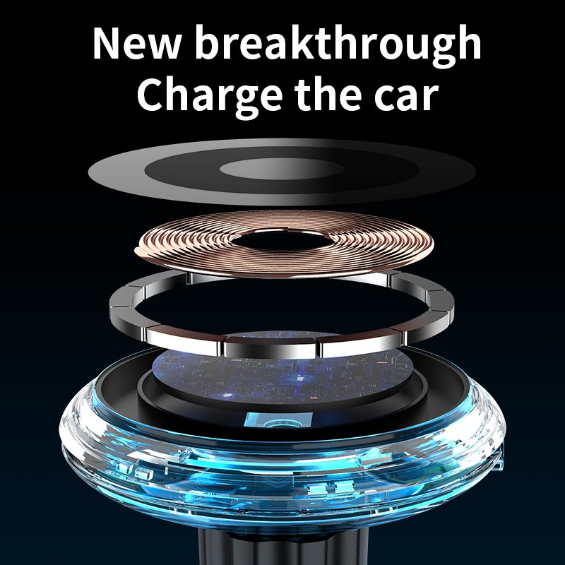 LED Light Ring 15W Fast Wireless Charging Car Charger For Magnetic Wireless Car Phone Holder