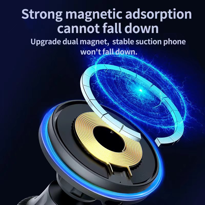 15W Wireless Fast Charging Magnetic Car Charger Auto Phone Holder Mount Car Mount Charger Strong Magnet Phone Holder
