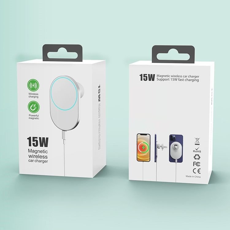 Custom 15w Fast Wireless Car Charger for Mag pack iphone 12 Magnetic Car Holder Magnetic Duo Charger for iphone Car Charger