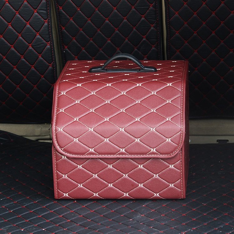 Auto Cargo Holder PU Leather Trunk Storage Box Collapsible Car Storage Organizer With Lid