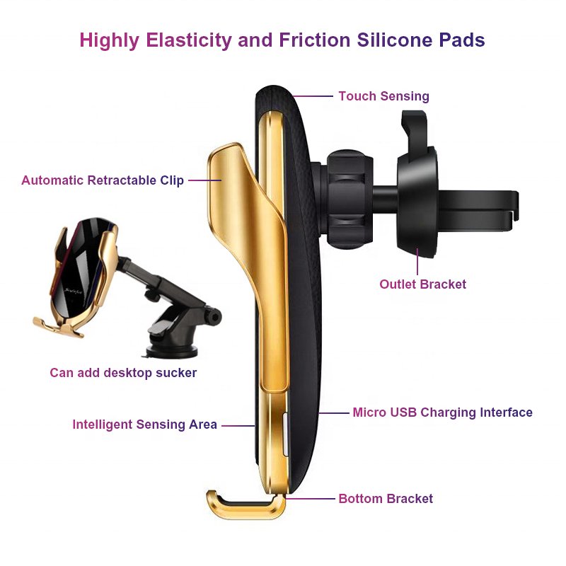 New Promotional Automatic Infrared Induction Car Charger Mobile Phone Holder Wireless Charger For Smart Sensor Air Vent Holder