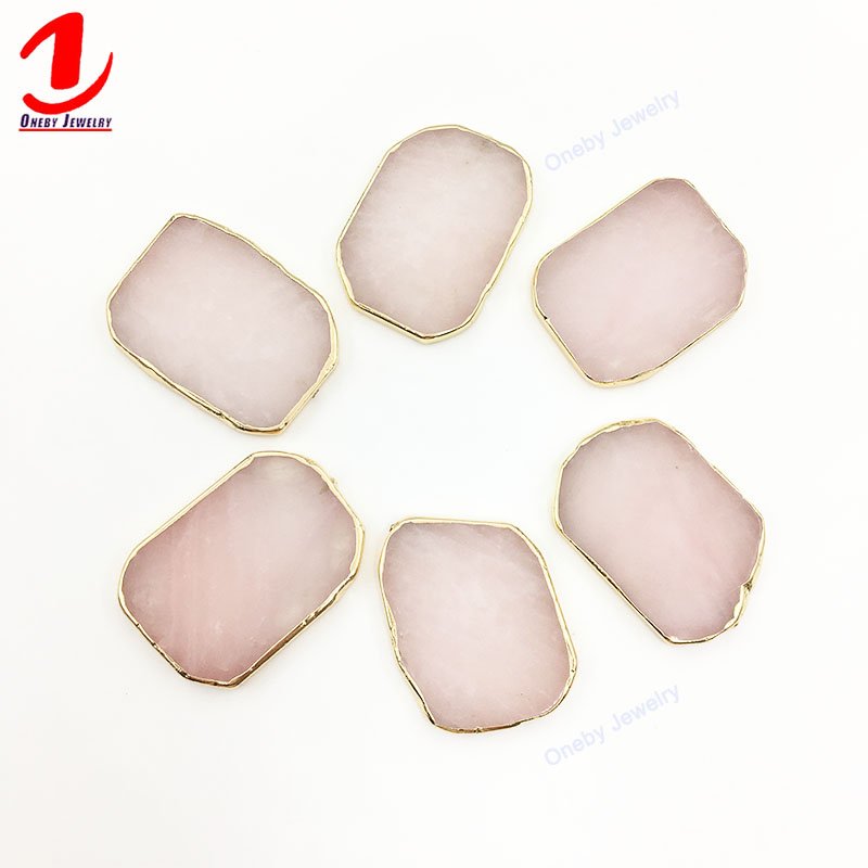 Irregular rose quartz golden gem stone crystal mount flexible airplane wall cell stand mobile phone holders for phone bed