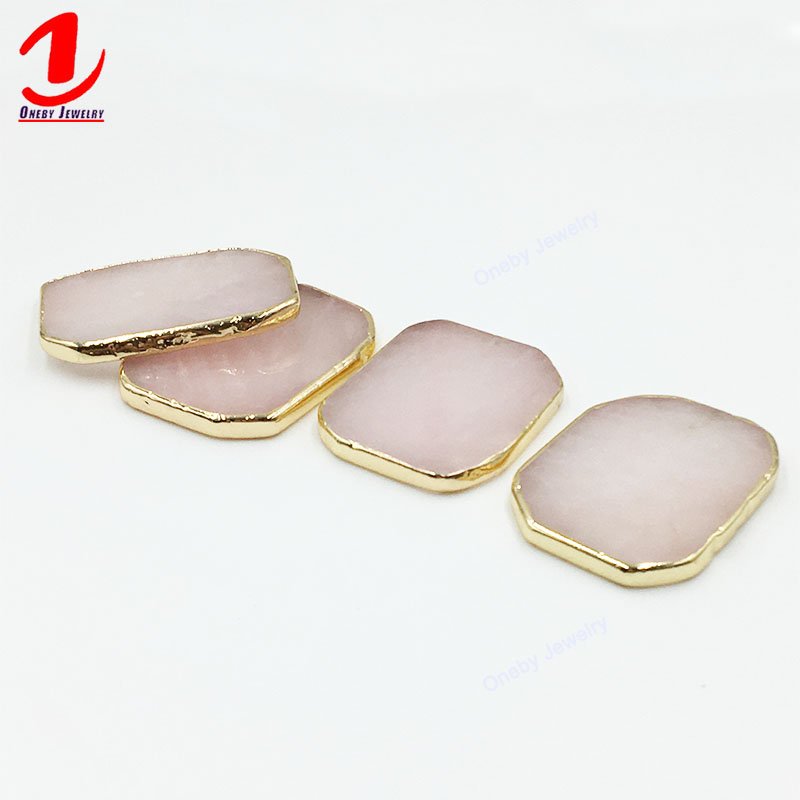 Irregular rose quartz golden gem stone crystal mount flexible airplane wall cell stand mobile phone holders for phone bed