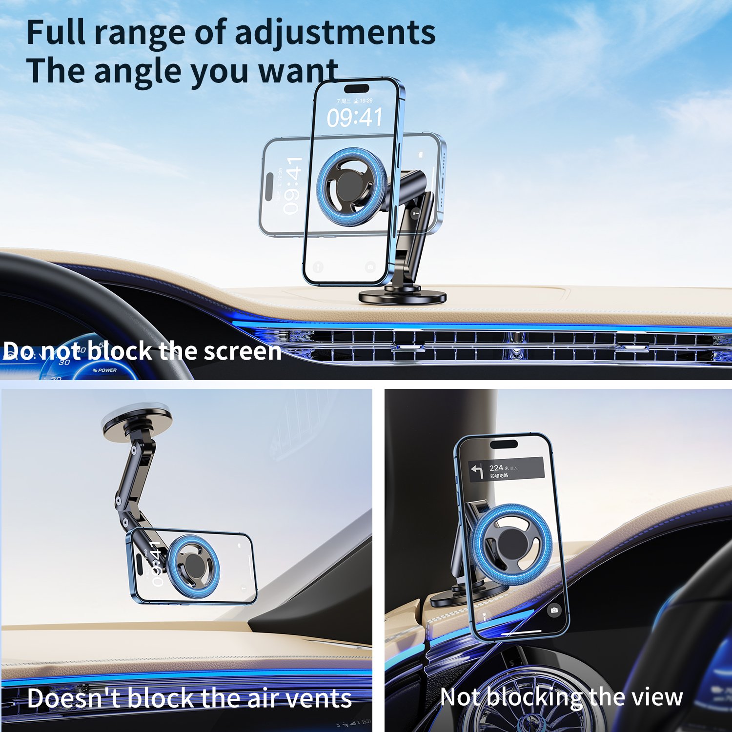 Mingcard aluminum alloy magnetic car phone holder 360 degree rotation navigation car phone holder for iPhone new2024