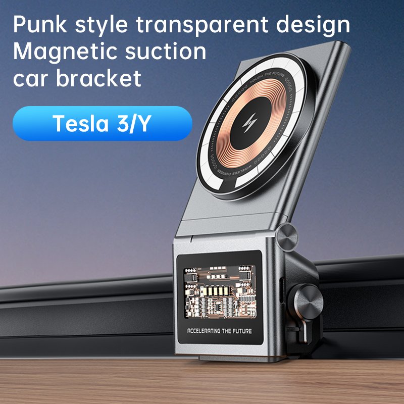 New Luxury 15W Wireless Car Magnetic Phone Holder Charger Car Mobile Mount Magnetic Wireless Car Charger For Tesla Model 3 Y