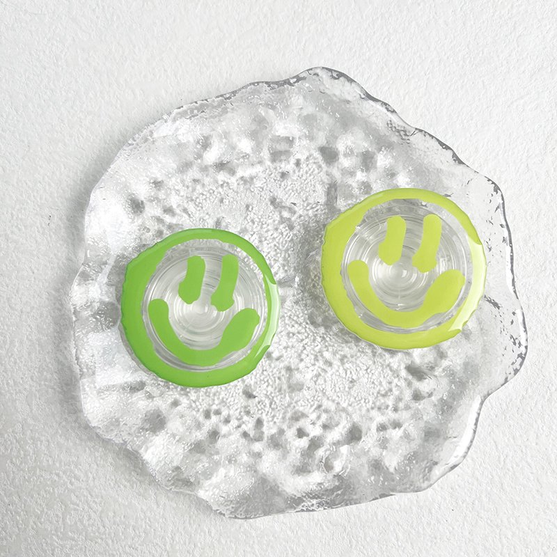 Popular Acrylic Phone Socket Cartoon Smile Face Transparency Phone Holder Pasted Retractable Portable Lazy Desktop Phone Grip