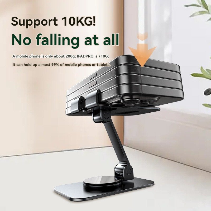 Rotating metal mobile phone holder, desktop lazy folding portable lifting mobile phone holder, live broadcast tablet holder