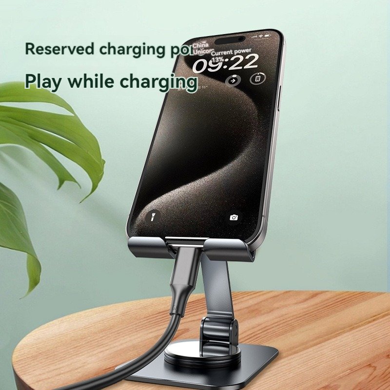Rotating metal mobile phone holder, desktop lazy folding portable lifting mobile phone holder, live broadcast tablet holder