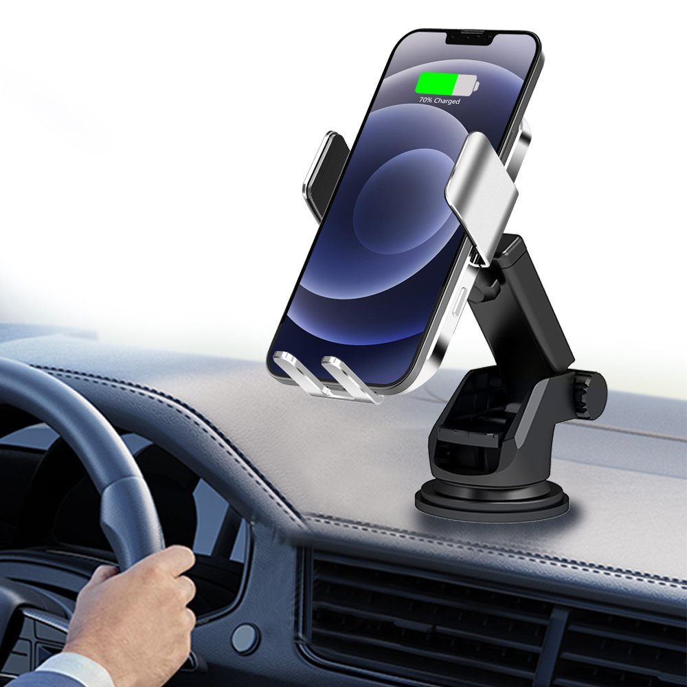 15W Wireless Charger Aluminum Cell Phone Fast Portable Wireless Phone Charger Car Mount Holder Car Wireless Charger