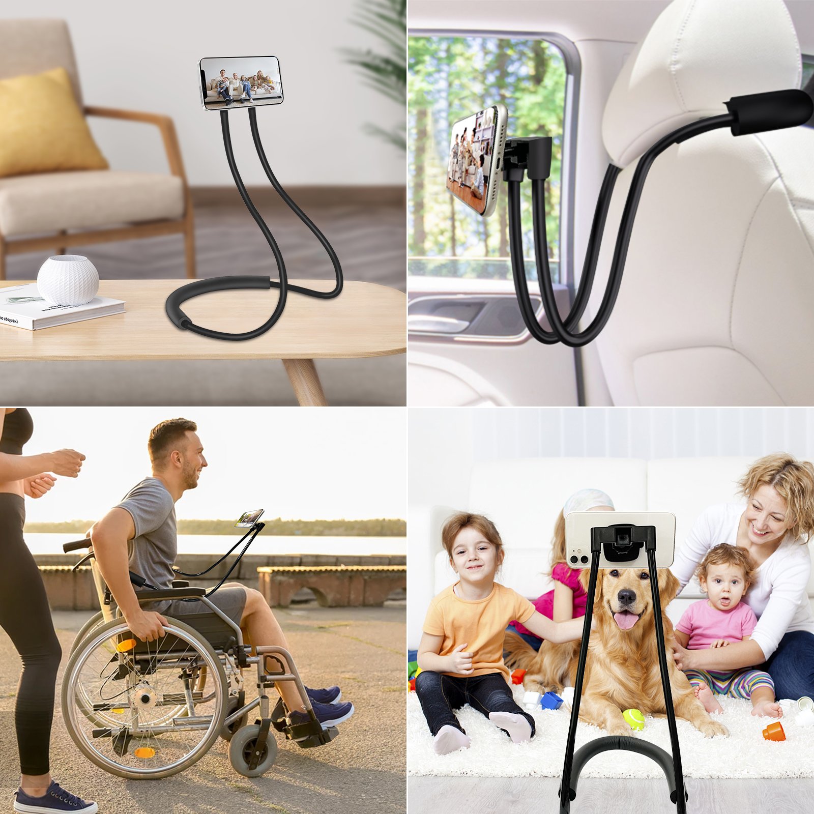 New Design Leisure Mobile Phone Holders Stand 360 Degree Rotation Adjustable Goose neck Car Phone Holder With Plate
