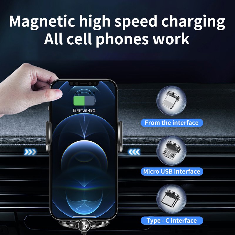 2024 New Products Q12 Mobile Phone Holder 15W Wireless Charger Wireless Car Charger with Holder for Iphone 15 14 13 Pro Max Qi