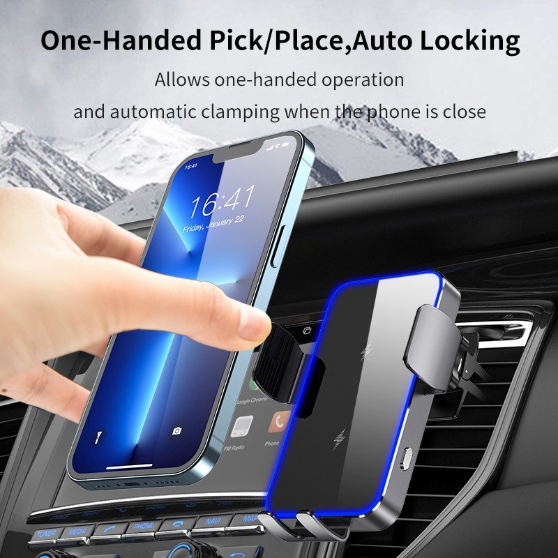 Wireless Car Charger for iPhone 15 14 for Samsung S21 S20 10W fast Wireless Charger Car Mount Mobile Phone Holder