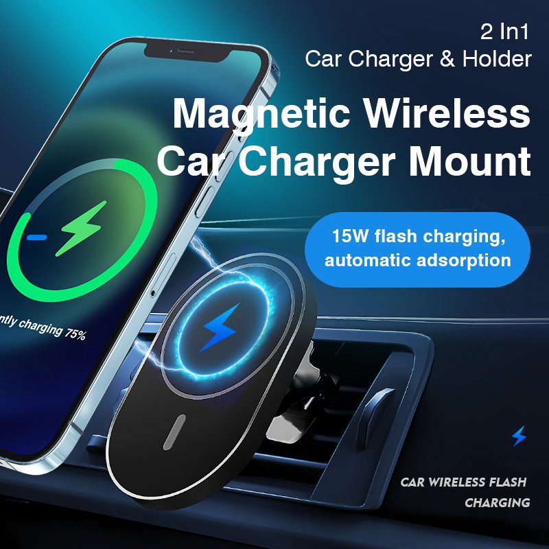 2024 Cheap 15W Wireless Charger Car Phone Holder Dashboard Suction Cup Phone Mount Windshield Phone Stand Car Holder Charger