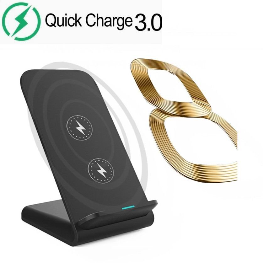 10W 15W QI Wireless Charger Double receiver coil chip QC 3.0 10W Fast Wireless Charging Stand Holder For SAMSUNG iPhone huawei