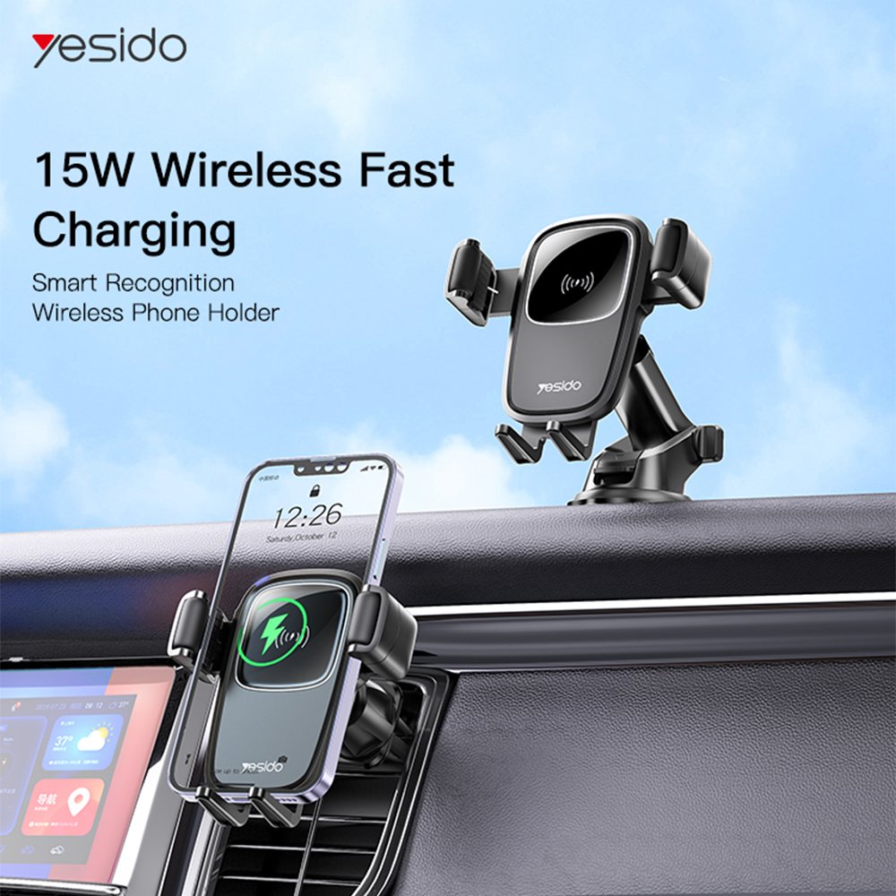 C187 Self-Aligning Coil Car Charger Mobile Phone Mount 15W Wireless Fast Charging Car Phone Holder