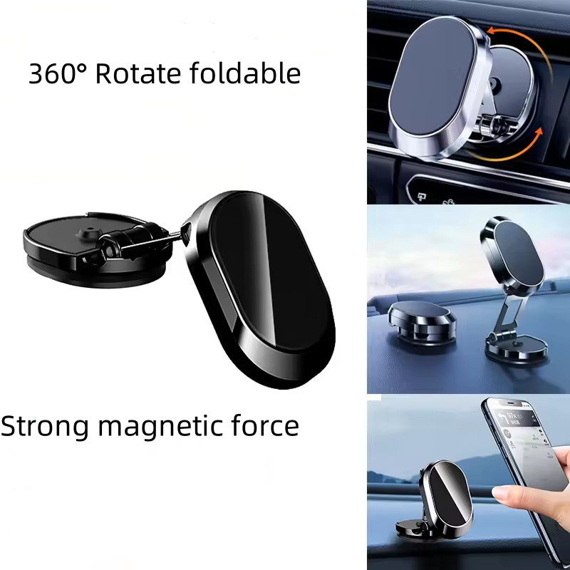 Car Mount Magnetic Dashboard Phone Holder Universal Aluminum Alloy Foldable Wall Mount 360 Rotating mobile phone holder