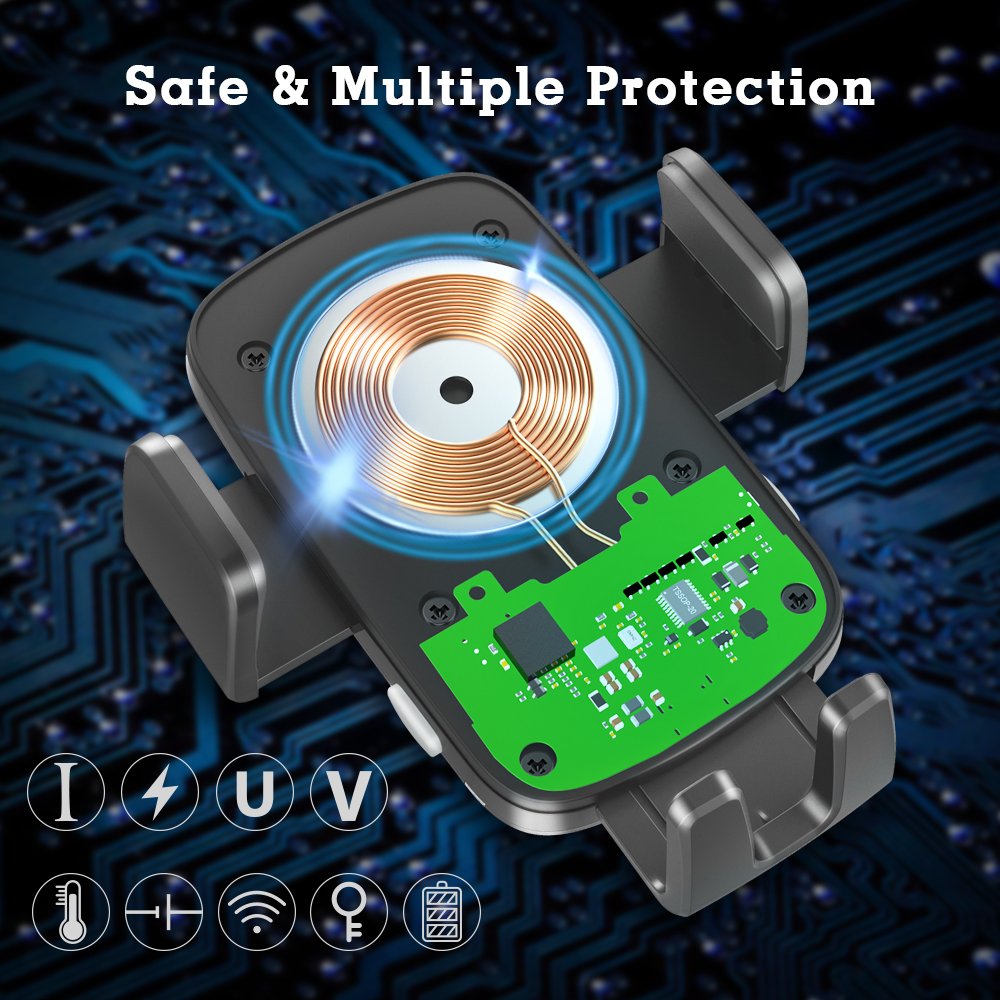 Universal 15W Qi Car Wireless Charger Fast Wireless 360 Degree Rotation Intelligent Infrared Wireless Car Charger