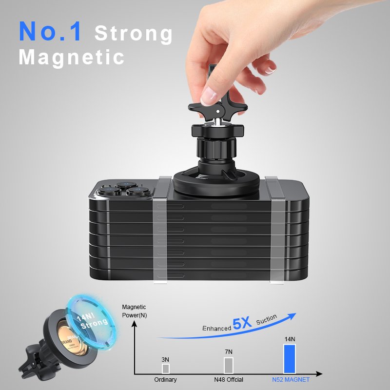 Manganese Steel Plating Refraction Effect Magnet Car Phone Holder Strong Magnetic Car Mount for Iphone 12 13 14 15 16
