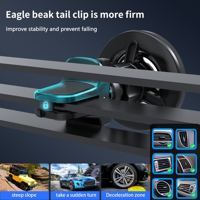 Manganese Steel Plating Refraction Effect Magnet Car Phone Holder Strong Magnetic Car Mount for Iphone 12 13 14 15 16