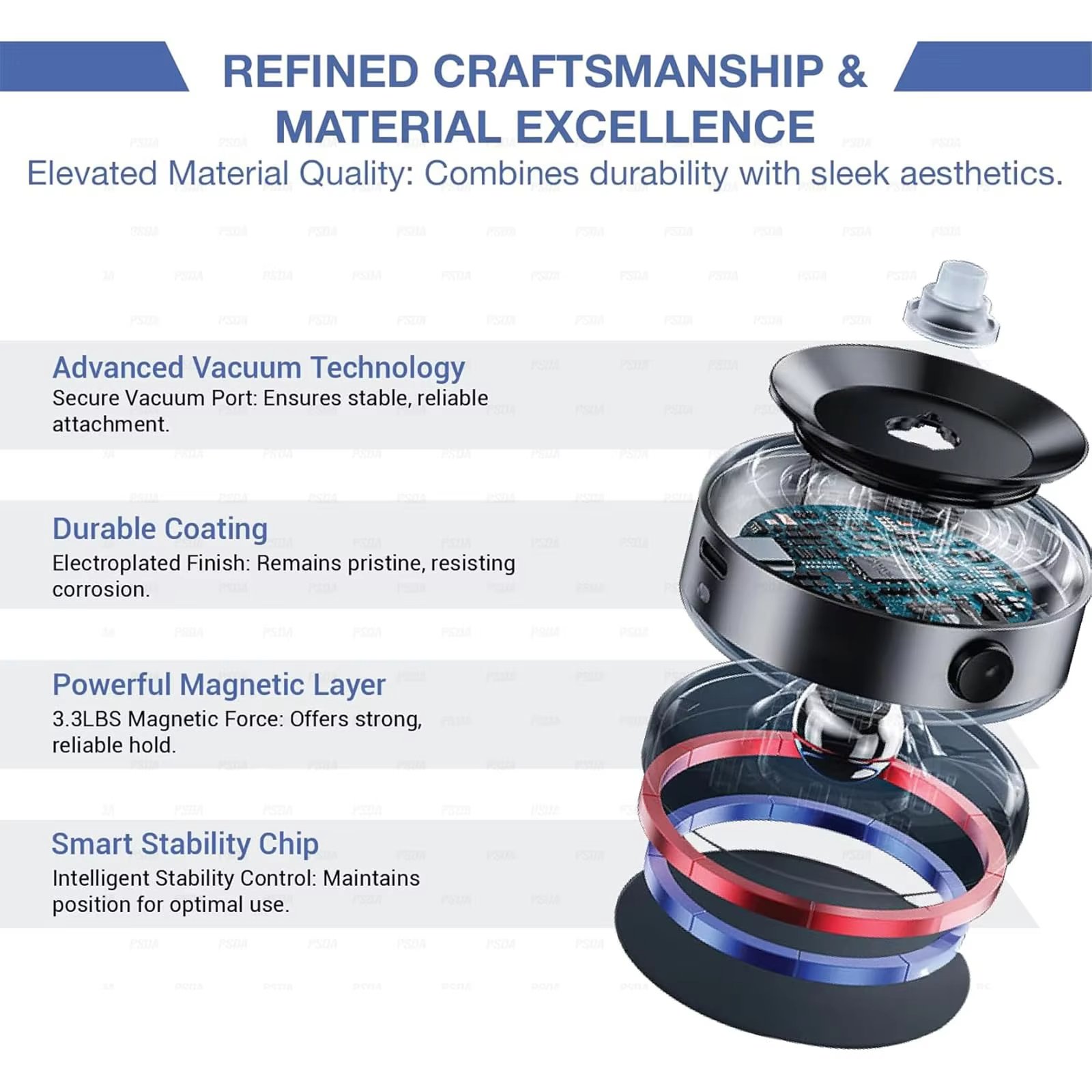 OEM 2IN1 Wireless&Stand 360 Magnetic Phone Holder Upgraded with Vacuum Adsorption & Rotational Adjustment Portable Design