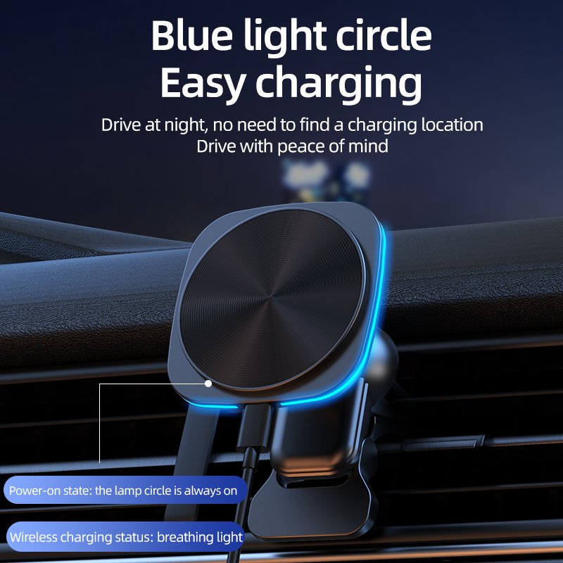LCC916 Customized Car Cell Phone Holder 15w Fast Car Magnetic Wireless Charger For iPhone 12/3/4/15 Custom Logo Wireless Charger
