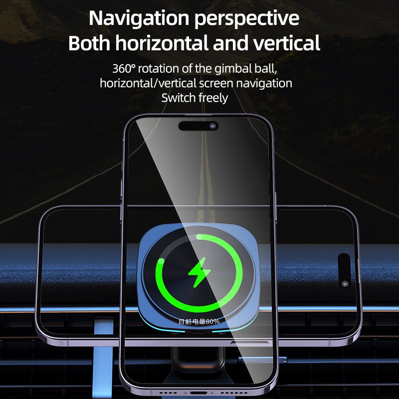 LCC916 Customized Car Cell Phone Holder 15w Fast Car Magnetic Wireless Charger For iPhone 12/3/4/15 Custom Logo Wireless Charger